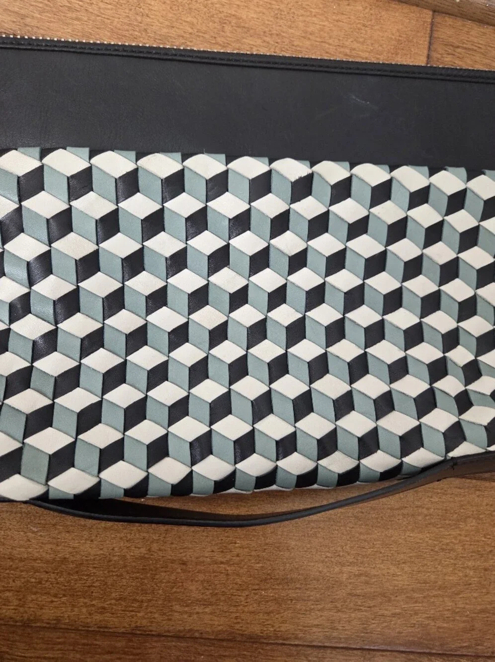 Christopher Kon Vintage Black Geometric Pattern Women's Clutch